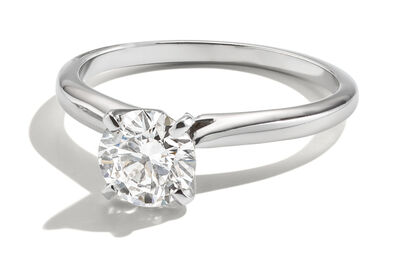 Lab Grown 1ctw. Diamond Hidden Halo Solitaire Engagement Ring in 14k White Gold