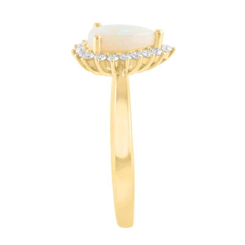EFFY Pear-Shaped Opal & Diamond Halo Ring in 14k Yellow Gold image number null
