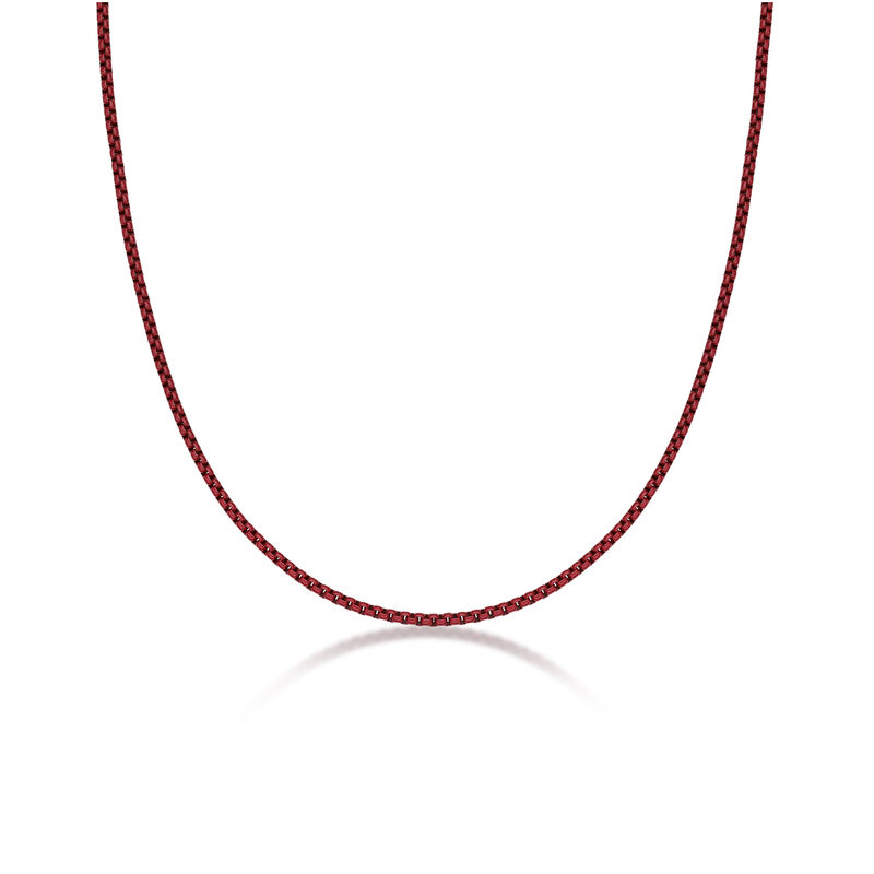 Men's 3mm 24" Round Box Chain Necklace in Red Plated Stainless Steel image number null