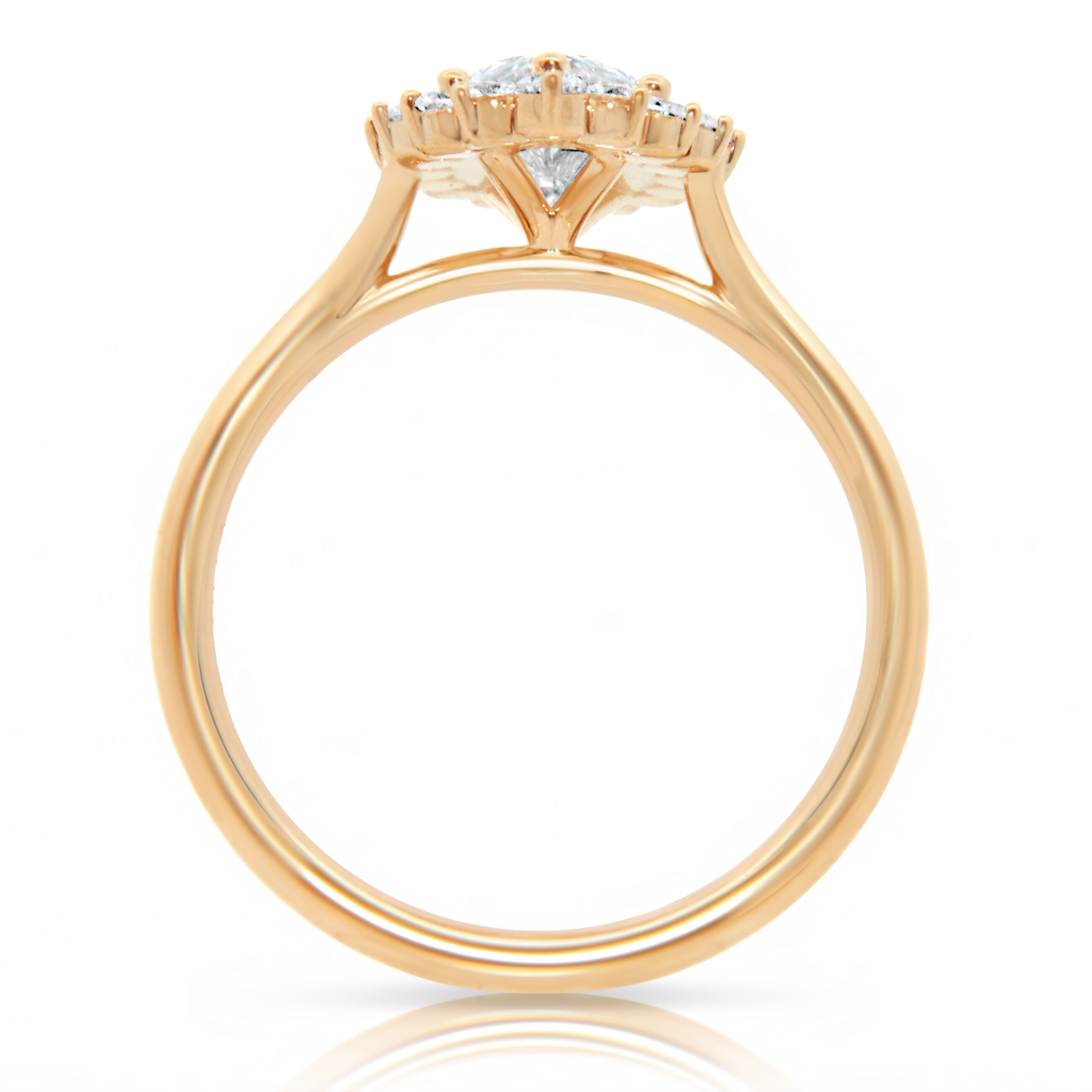 Melrose. Lab Grown 1 1/2ctw. Diamond Halo Engagement Ring in 14k