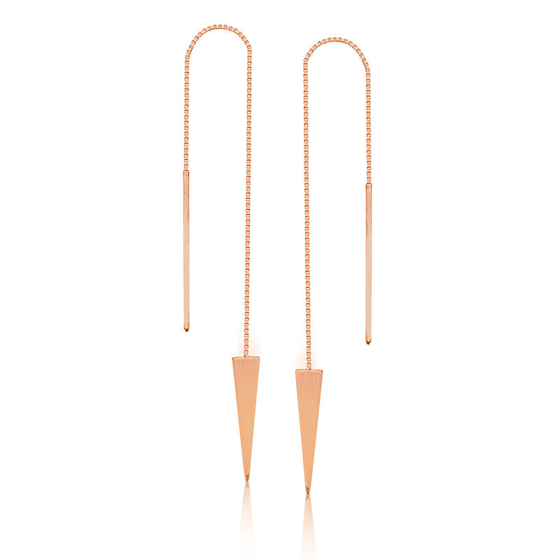 "Jagger" Geo-Box Chain Threaded Dangle Earrings in 14k Rose Gold image number null