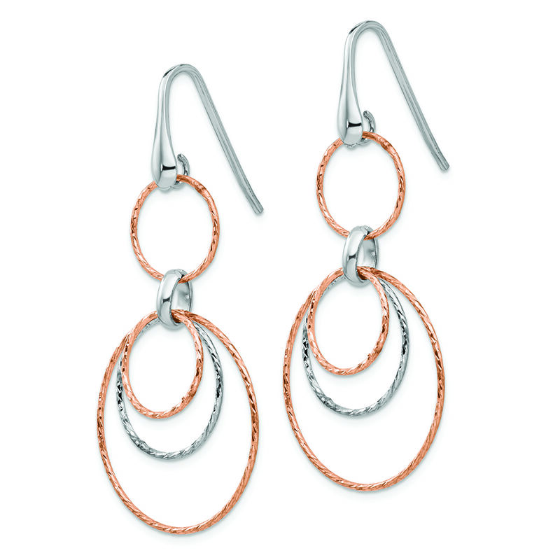 Diamond-Cut Multi Circle Dangle Earrings in Rose Gold Plated Sterling Silver image number null