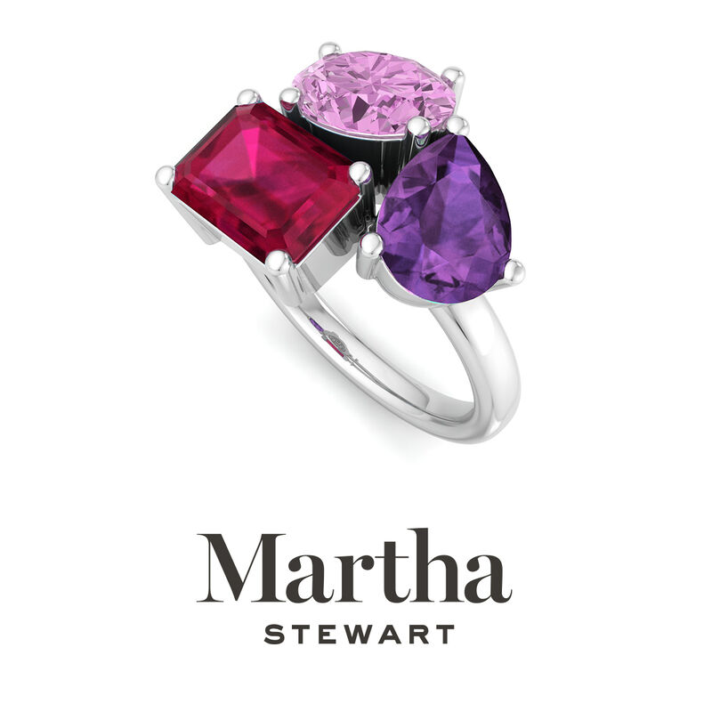 Martha Stewart Pink Sapphire Amethyst and Ruby Ring in Sterling Silver image number null