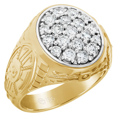Men's Diamond Cluster Ring in 10k Yellow Gold
