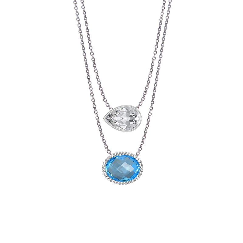 Blue Topaz & Created White Sapphire Necklace in Sterling Silver  image number null