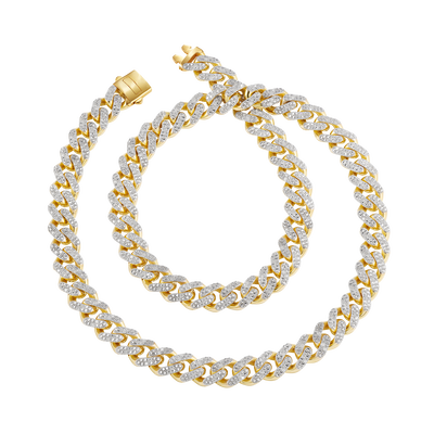 Diamond 3.34ctw. Pave Curb Link 24" Chain 11.5mm in 14k Yellow Gold