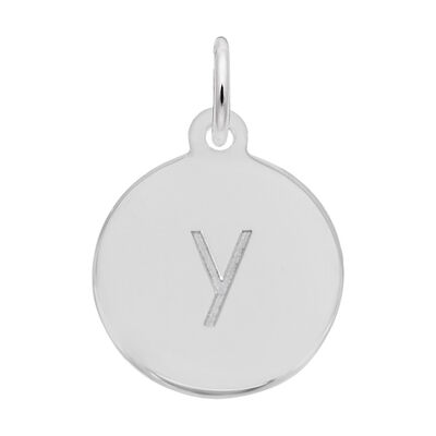 Lower Case Block Y Initial Charm in Sterling Silver