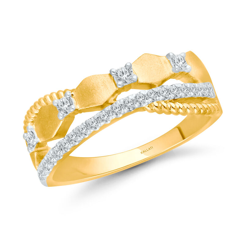 Geometric & Rope Diamond Accent Ring in 14K Yellow Gold image number null