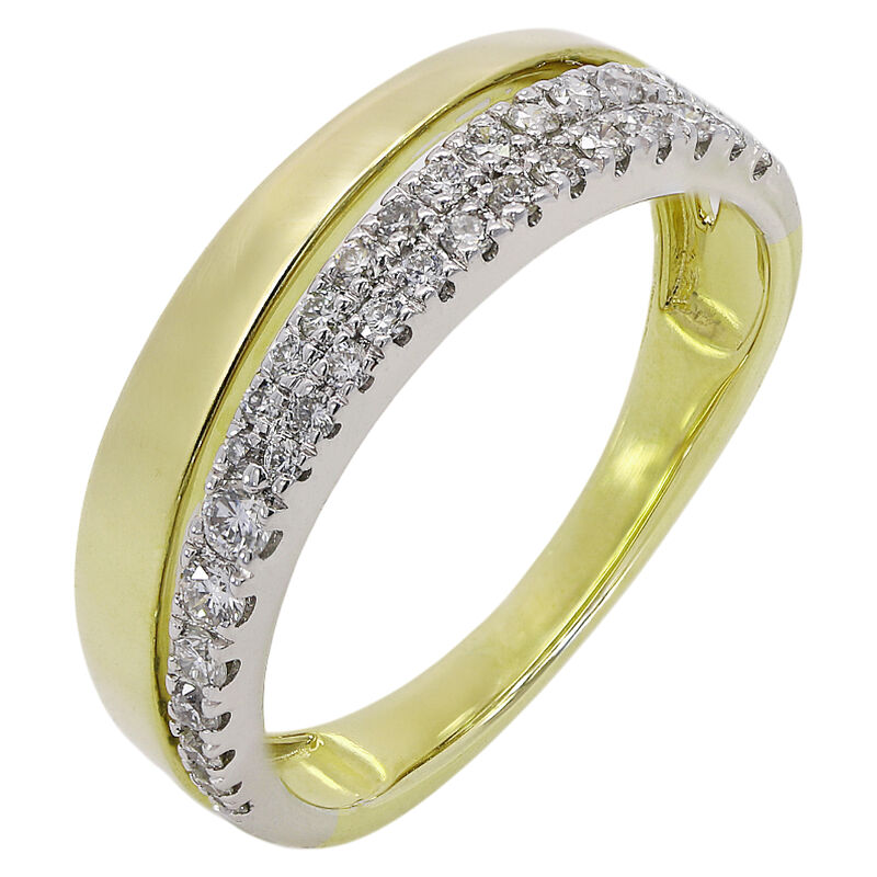 Round Natural Diamonds 1/3ctw. Multi Row Wedding Ring in 14k Two Tone Gold image number null
