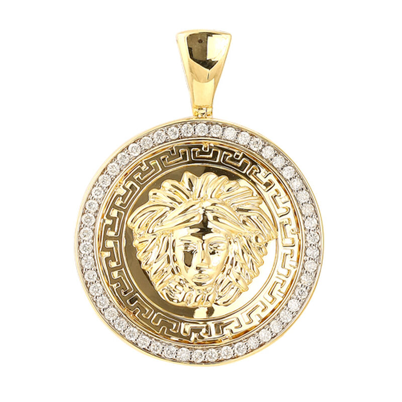 Diamond Medusa Medal 1ctw in 10k Yellow Gold image number null