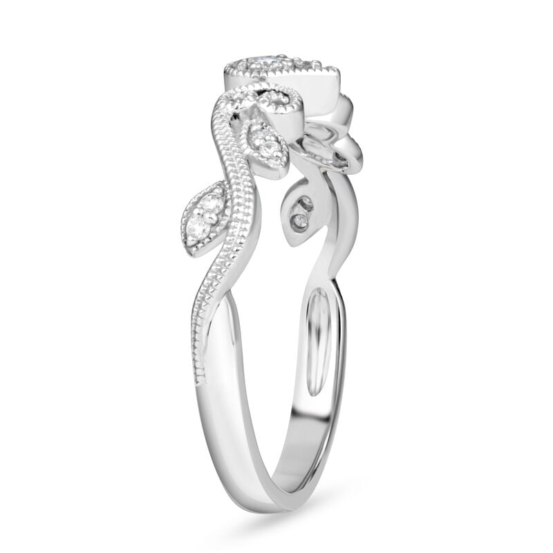Diamond Heart Scroll Design Promise Ring in 10k white Gold image number null