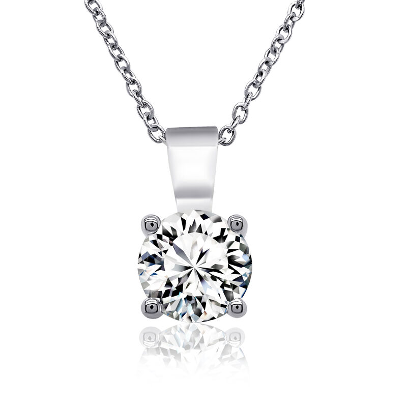 Blossom Cut Round Lab Grown 1 1/2ct. Diamond DEF VS Certified Solitaire Pendant in 14k White Gold image number null