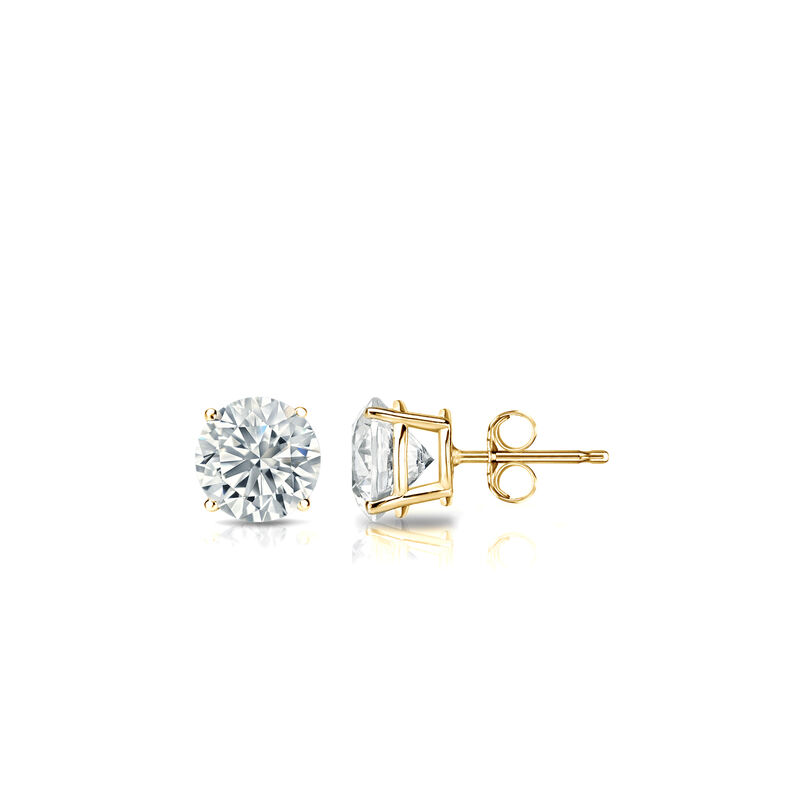 Diamond 1/3ctw. Round Solitaire Stud Earrings (I-J, VS2) 14k Yellow Gold image number null
