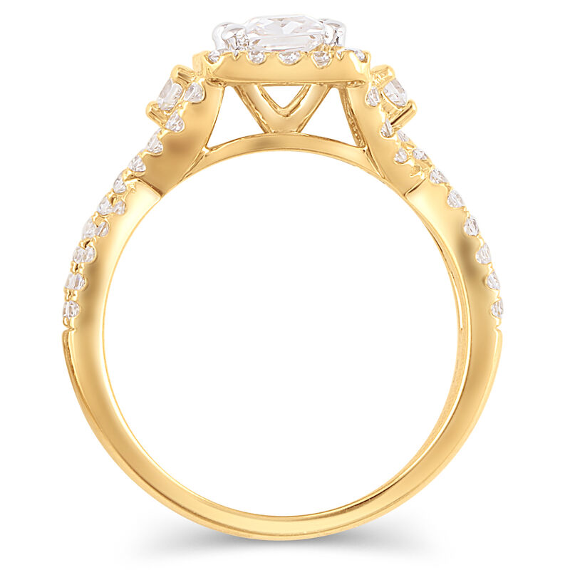 Princess-Cut Lab Grown 1 1/2ctw. Diamond Halo Twist Engagement Ring in 14k Yellow Gold image number null