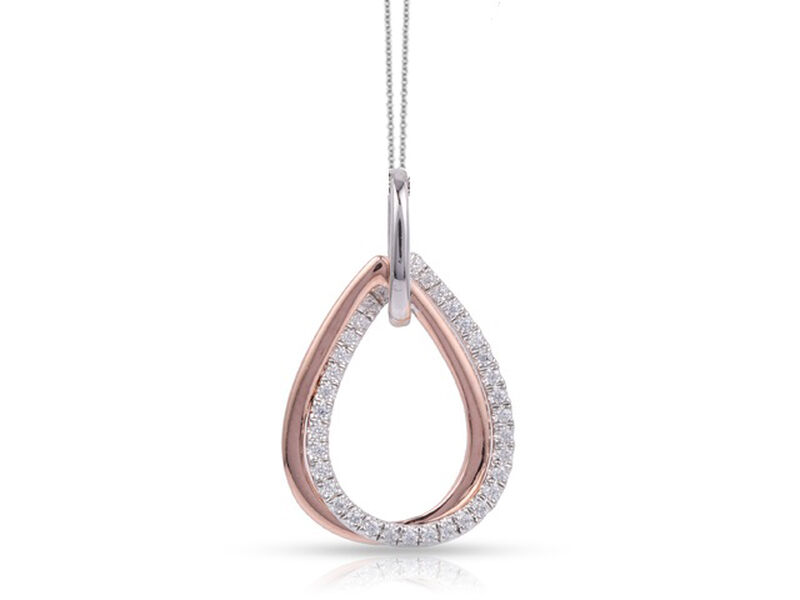 Diamond Double Teardrop Pendant 1/6ctw in 14k White and Rose Gold image number null