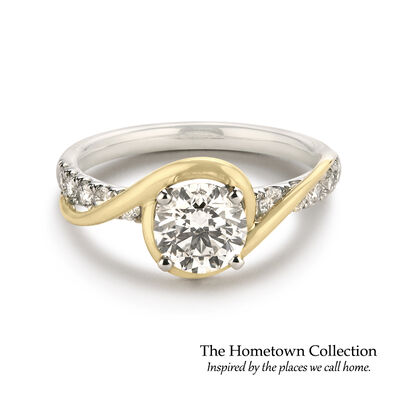 Madison Round Lab Grown Diamond 1 3/8ctw. Swirl Engagement Ring in 14k Two Tone Gold