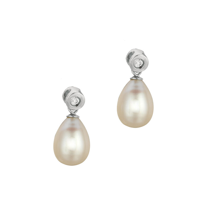 Freshwater Pearl Drop Earrings in Sterling Silver  image number null