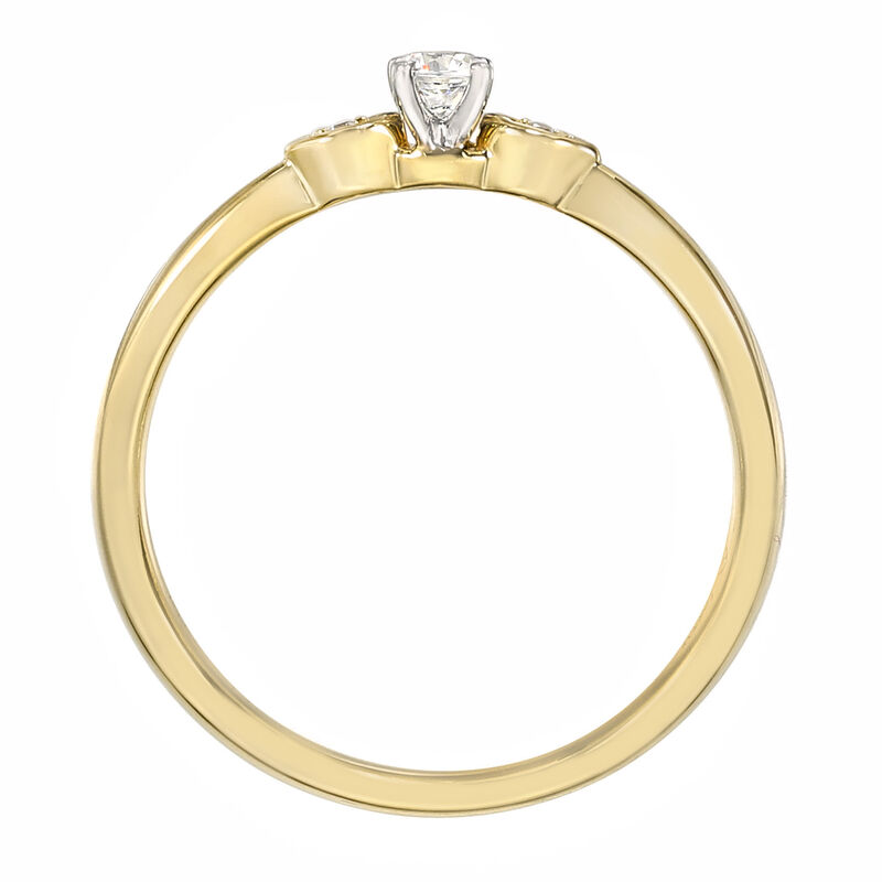 Round Lab Grown Diamond 1/10ctw. Three Stone Promise Ring in 10k Yellow Gold image number null
