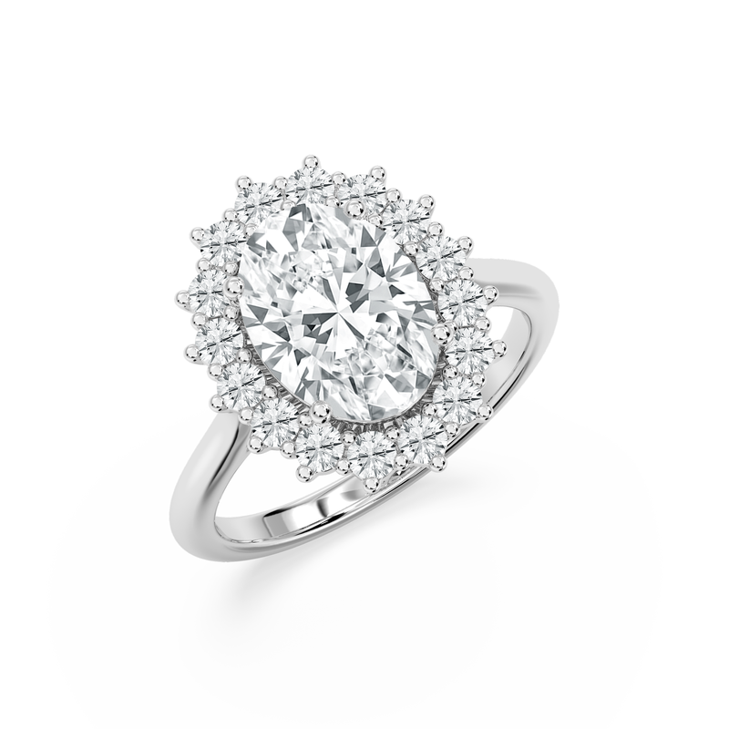 Oval Lab Grown Diamond 3 3/4ctw. Halo Engagement Ring in 14k White Gold image number null