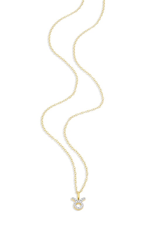 Lab Grown Diamond Taurus Constellation Pendant Necklace in 14k Yellow Gold Plated Sterling Silver image number null