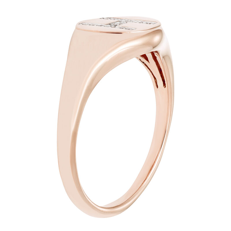 Diamond Initial H Signet Ring in 14k Rose Gold image number null