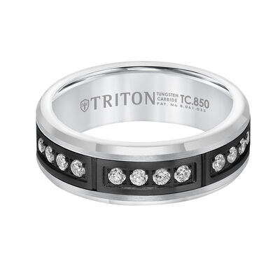 Triton Men's Diamond White Tungsten Carbide Band