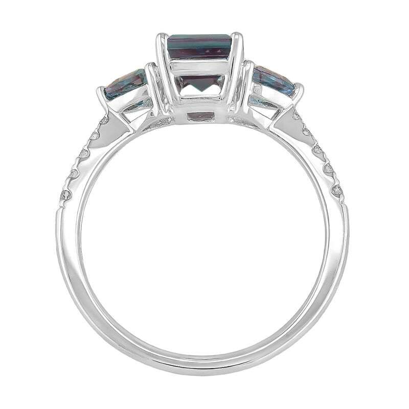 Emerald-Cut Created Alexandrite & Diamond Ring in 10k White Gold image number null