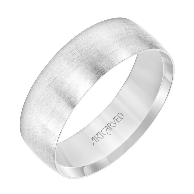 Men's 7mm Frost Finish Edge to Edge Wedding Band in Platinum image number null