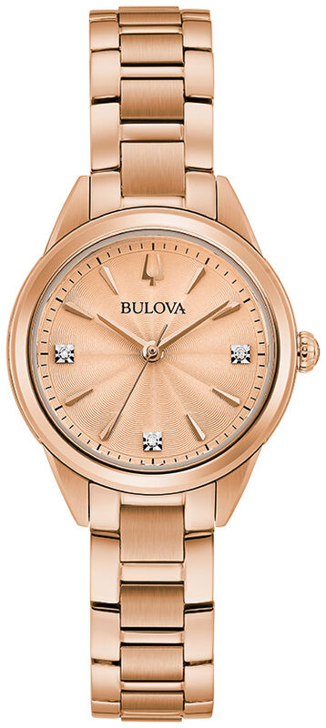 Bulova Ladies' Diamond Rose-Tone Sutton Watch 97P151 image number null