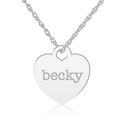 High Polished Personalized Heart Pendant in Sterling Silver
