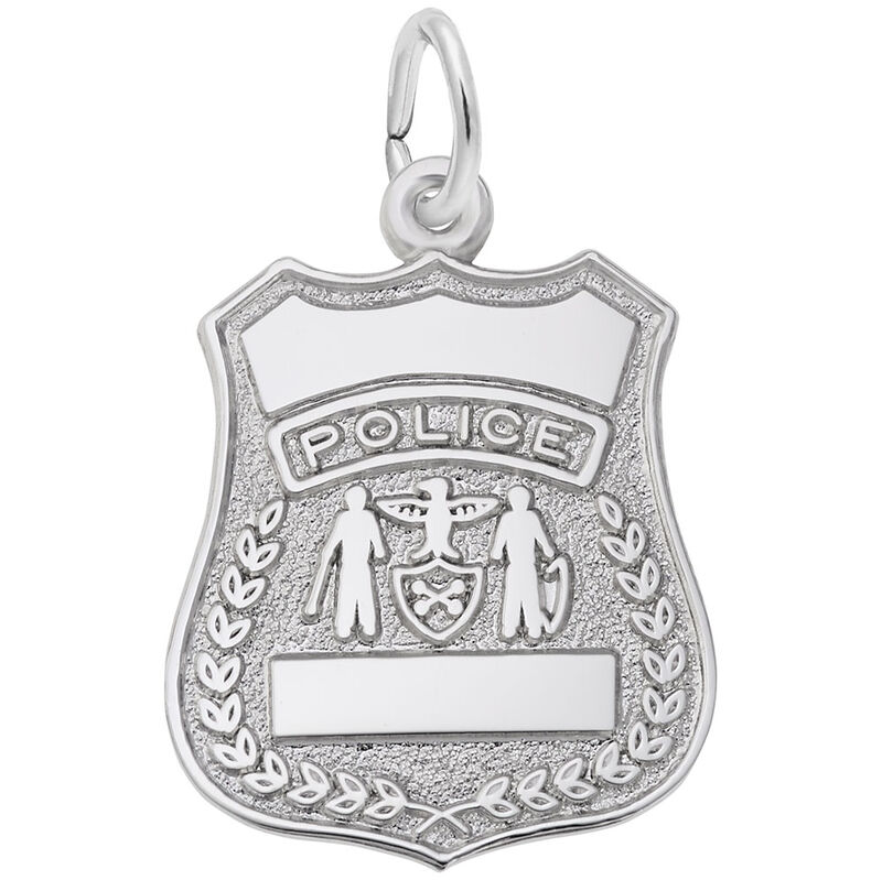 Police Badge Charm in 14K White Gold image number null