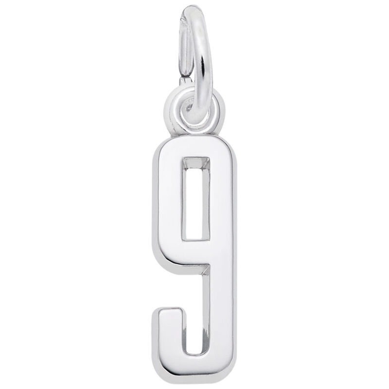 Number 9 Charm in Sterling Silver image number null