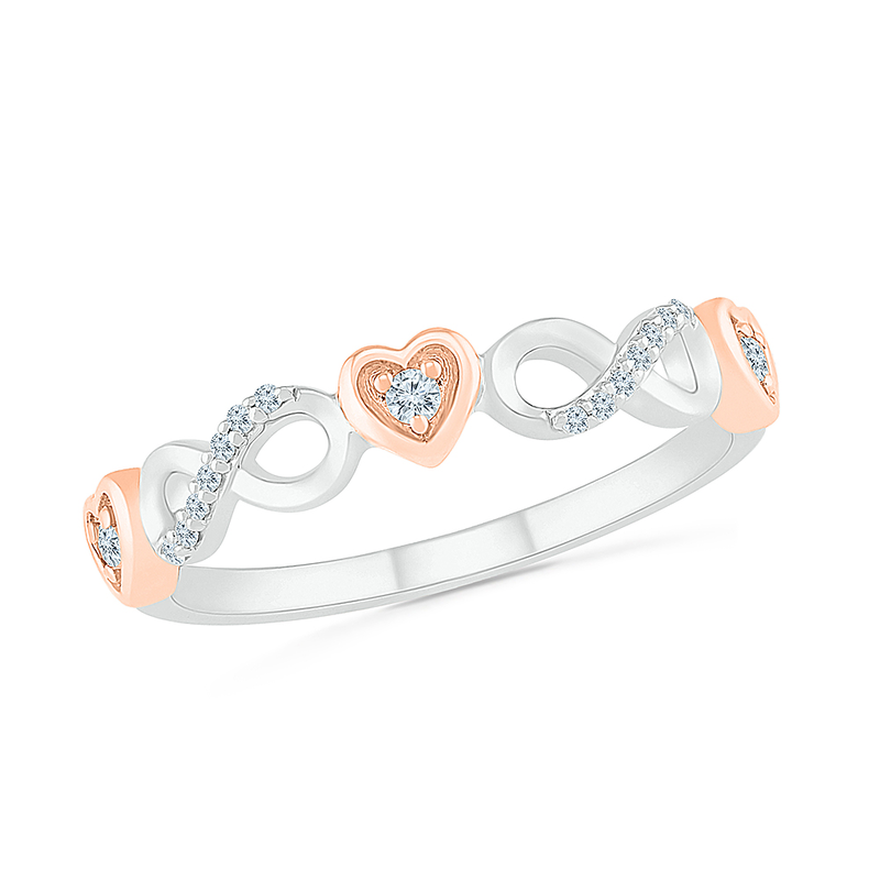 Heart & Infinity Ring in 10k White & Rose Gold image number null