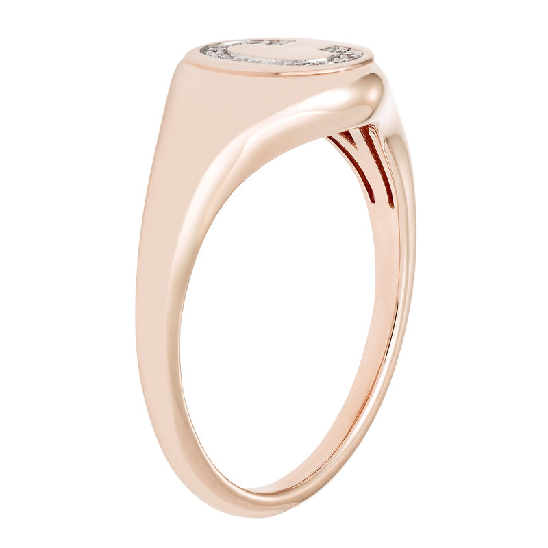 Diamond Initial C Signet Ring in 14k Rose Gold image number null