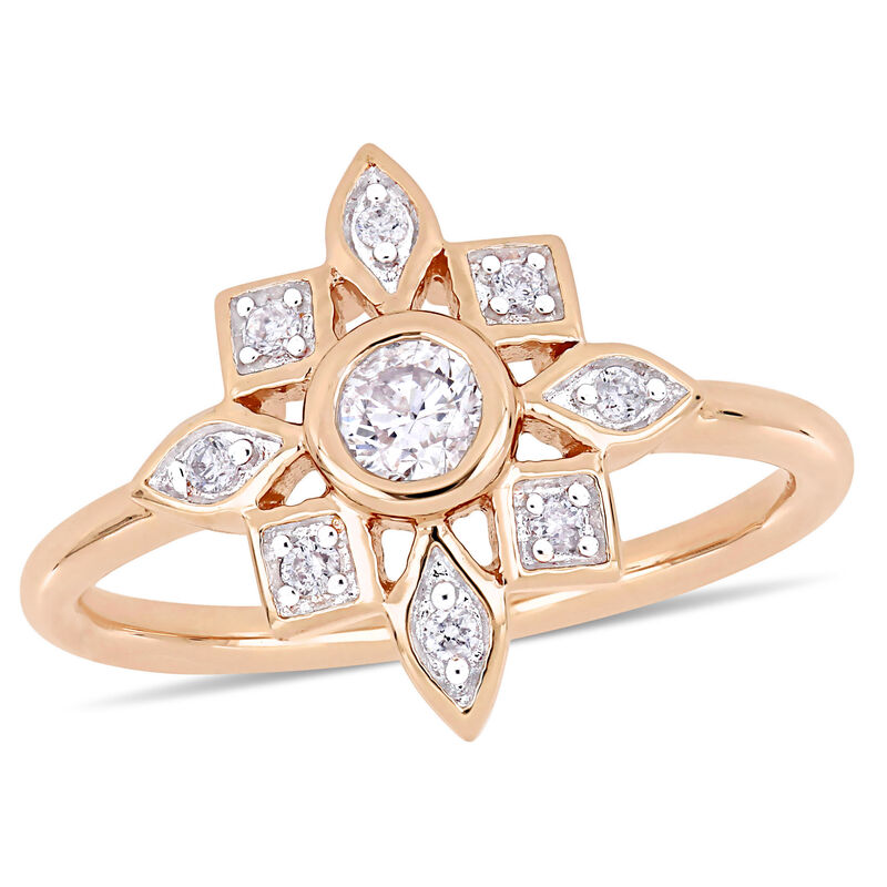 Everly Floral-Inspired 1/3ctw. Diamond Fashion Ring in 10k Rose Gold image number null