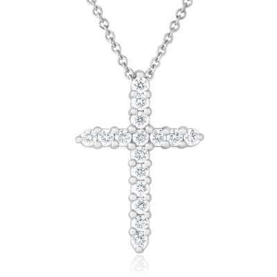 Diamond Cross Pendant 1/4ctw in 14k White Gold