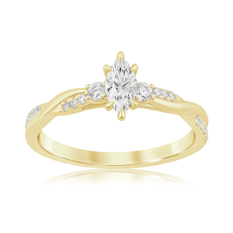 Marquise Lab Grown Diamond 1/2ctw. Twist Engagement Ring in 10k Yellow Gold image number null