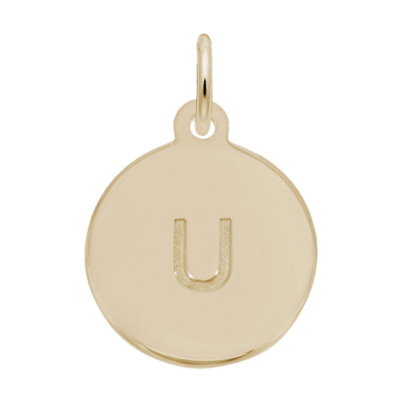Lower Case Block U Initial Charm in Gold Plated Sterling Silver image number null