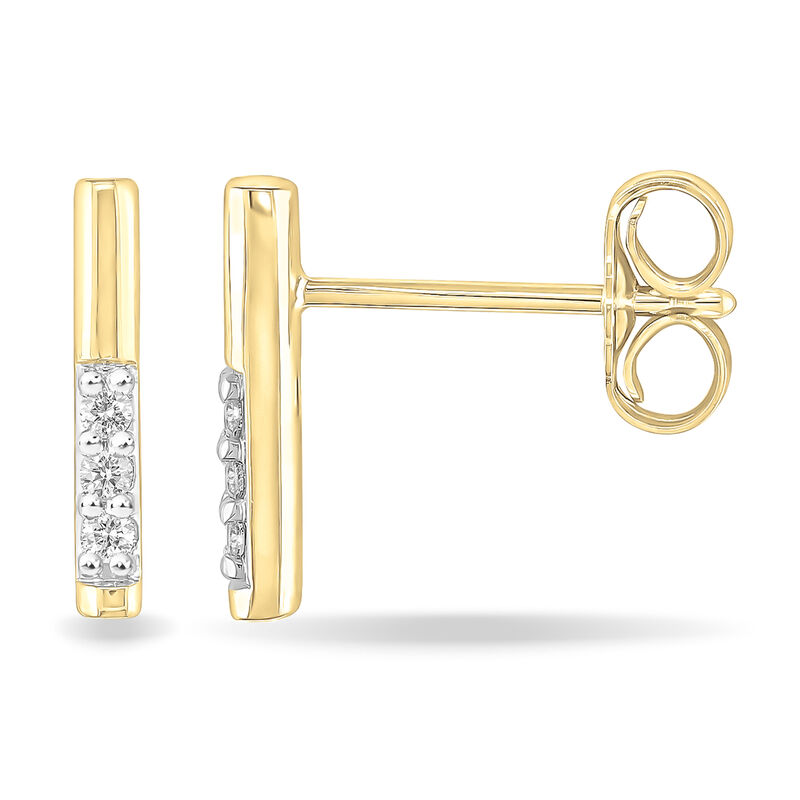Diamond .07ctw. Bar Stud Earrings in Two-Tone 10k Gold image number null