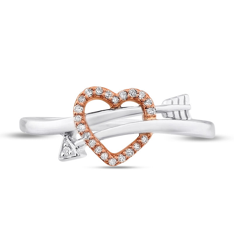 Heart & Arrow Diamond Ring in Sterling Silver & 10k Rose Gold image number null