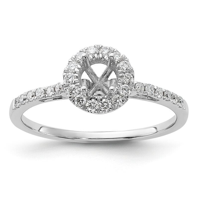 Brilliant-Cut 1/4ctw. Diamond Halo Semi-Mount in 14k White Gold Extended Size image number null