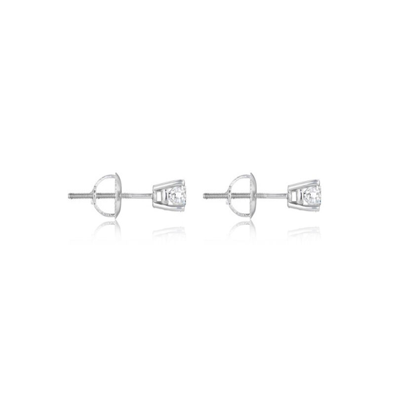 Lab-Grown Classic Round Brilliant 1ct. Diamond Solitaire Stud Earrings in White Gold image number null