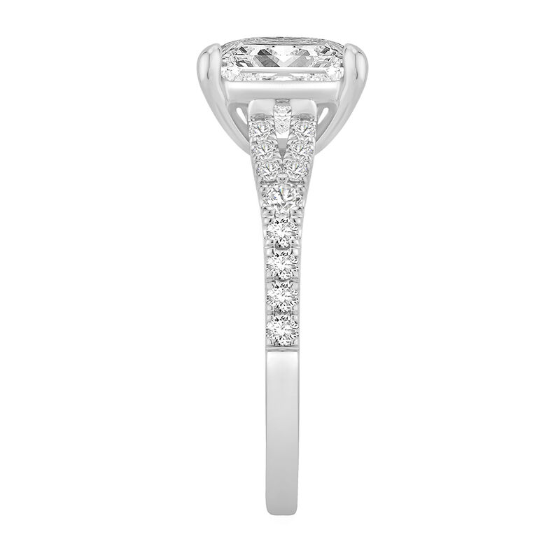Princess-Cut Lab Grown 3ct. Diamond Split Shank Engagement Ring in 14k White Gold image number null