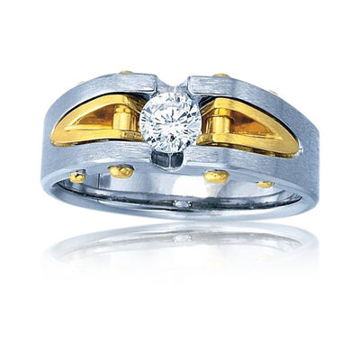Men's 1/2ctw. Diamond & 10k Two Tone Gold Wedding Ring