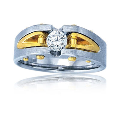 Men's 1/2ct. Diamond Solitaire Ring in 10k White & Yellow Gold
