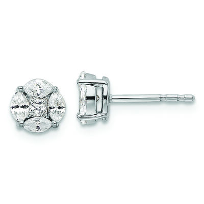 Princess & Marquise-Cut Lab Grown 1/2ctw. Diamond FGH VS SI Prism Earrings in 14k White Gold