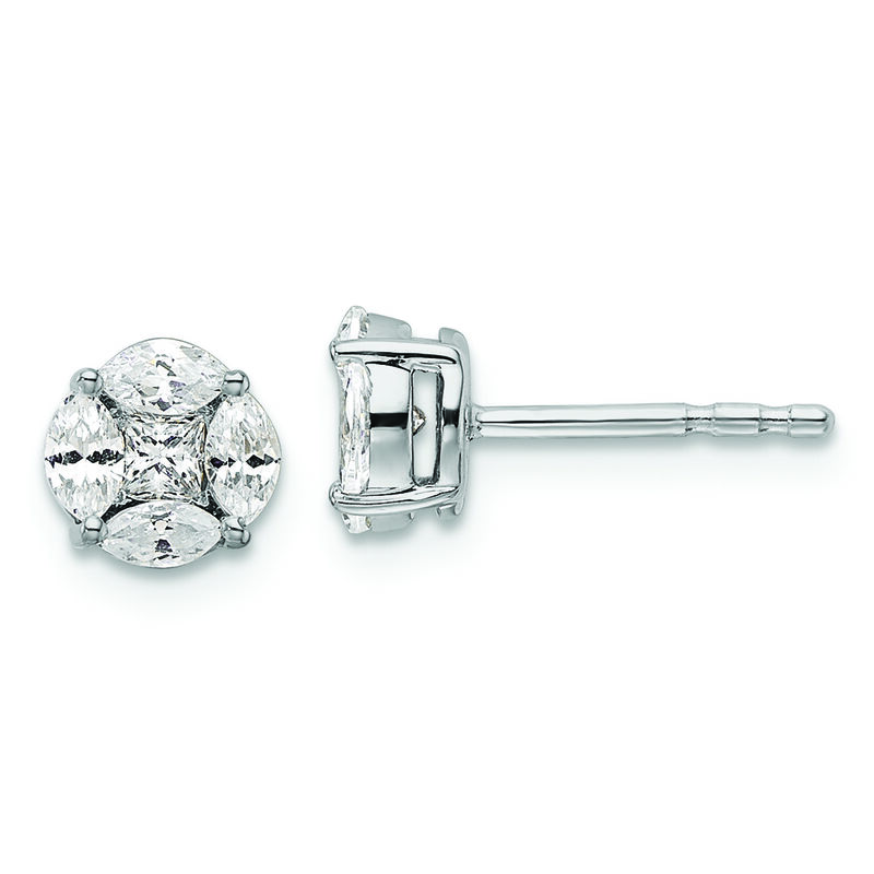 Princess & Marquise-Cut Lab Grown 1/2ctw. Diamond FGH VS SI Prism Earrings in 14k White Gold image number null