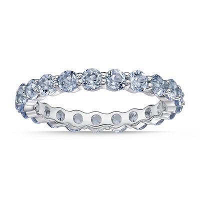 Created Aquamarine Eternity Band in Sterling Silver