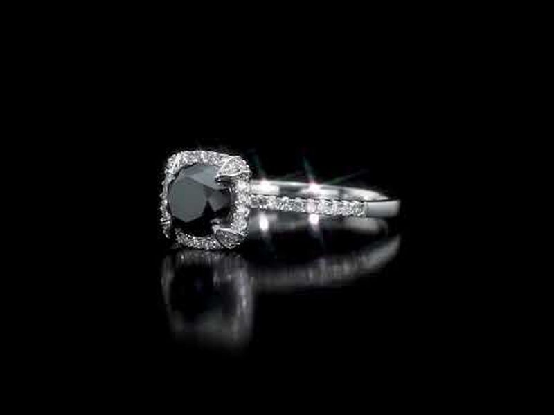 Black & White Diamond Halo 2ctw. Engagement Ring in White Gold image number null