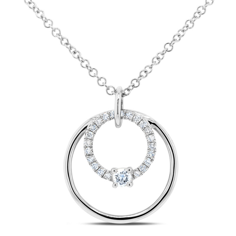 Shy Creation 0.11 ctw Circle Diamond Necklace in 14k White Gold image number null